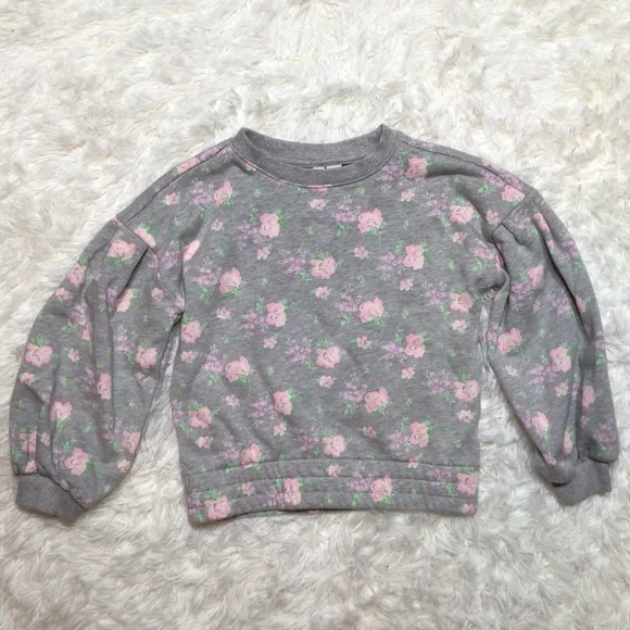 Janie & Jack Floral Jogger Crewneck Set Grey Pink Gray Size 6 LIKE NEW WORN ONCE